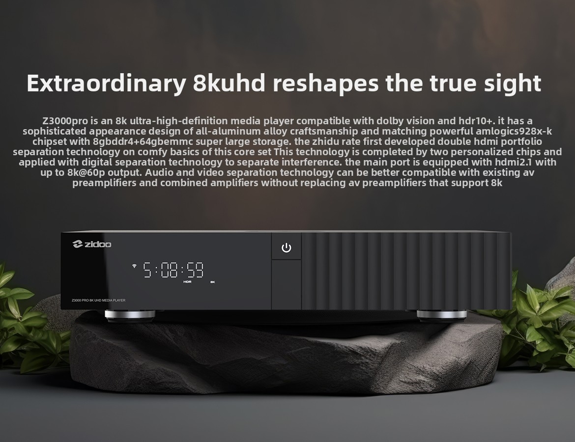 ZIDOO Z3000PRO 8K UHD Blu-ray Hard Drive Player Dolby Atmos Home Theater ZIDOO Z3000PRO 8K UHD Blu-ray Hard Drive Player Dolby Atmos Home Theater