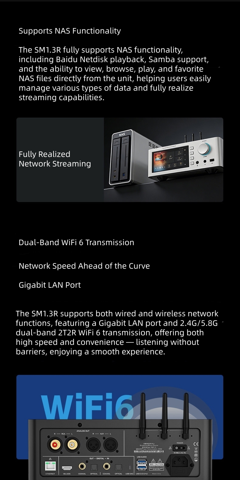 SHANLING SM1.3R Android Online Network Streamer With R2R DAC Hi-Fi Lossless Music Player Supports USB/HDD/ Bluetooth