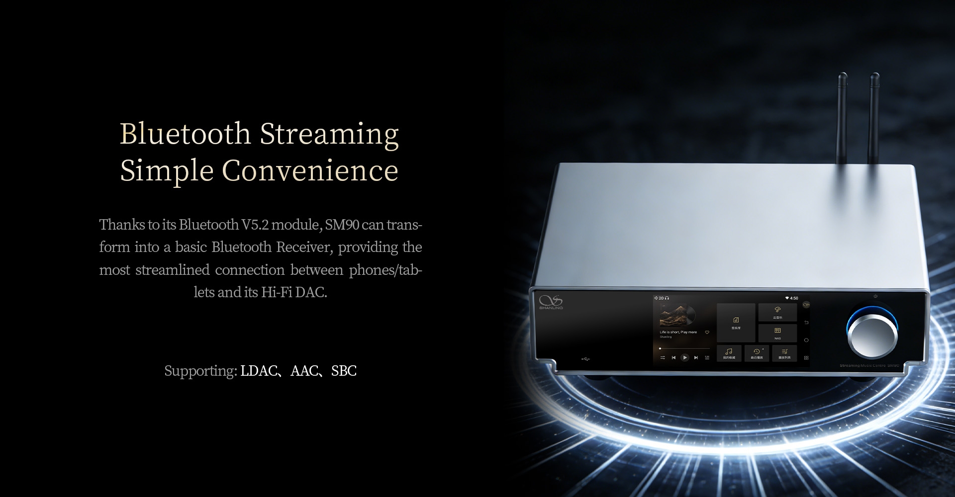 Shanling SM90 Digital Broadcast Digital Network Streamer HiFi Audiophile Turntable Companion DAC Headphone Desktop Player