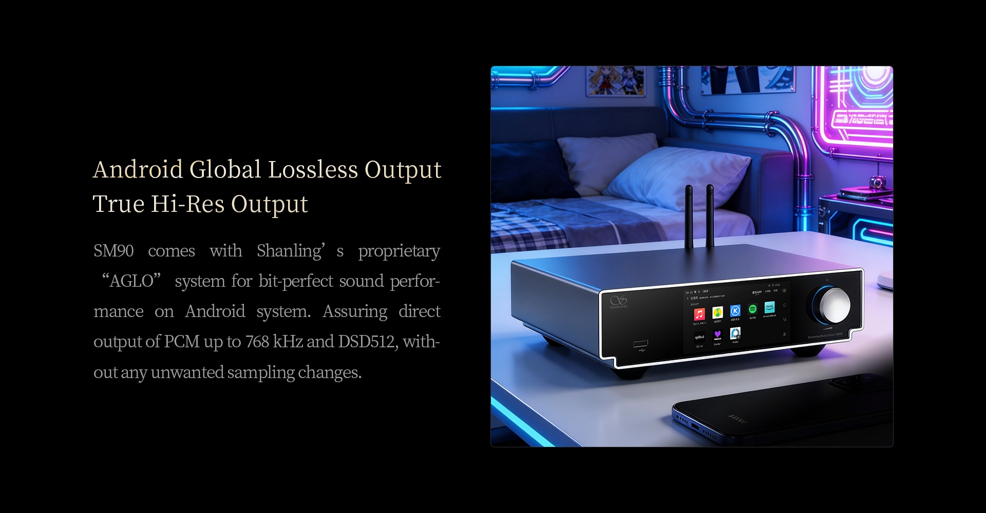 Shanling SM90 Digital Broadcast Digital Network Streamer HiFi Audiophile Turntable Companion DAC Headphone Desktop Player