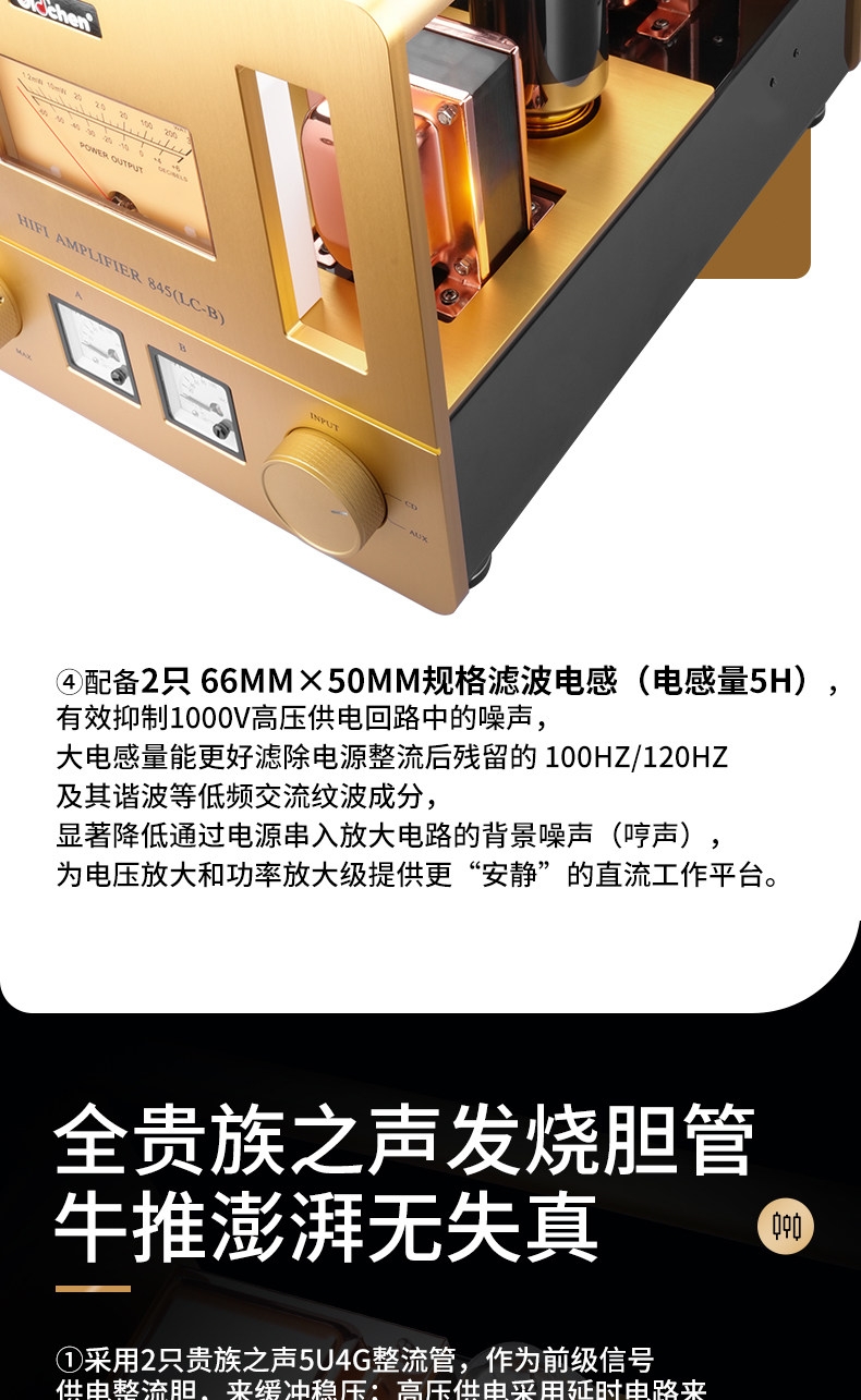 OldChen LC-05 845 Push-Pull High Power HiFi tube Amplifier Output 100W*2