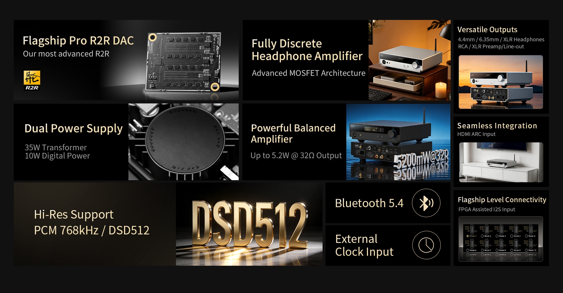 SHANLING EH90 High-End R2R DAC / AMP Fully Discrete Balanced Headphone Amplifier Bluetooth Connection HDMI ARC Input