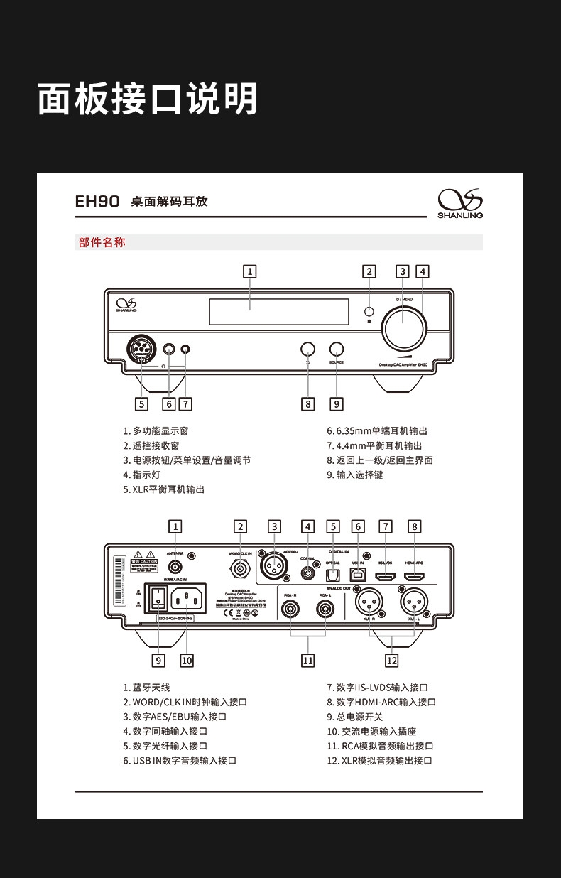 Shanling EH90 R2R Balanced DAC Decoder Headphone Amplifier All-in-One Player Shanling EH90 R2R Balanced DAC Decoder Headphone Amplifier All-in-One Player
