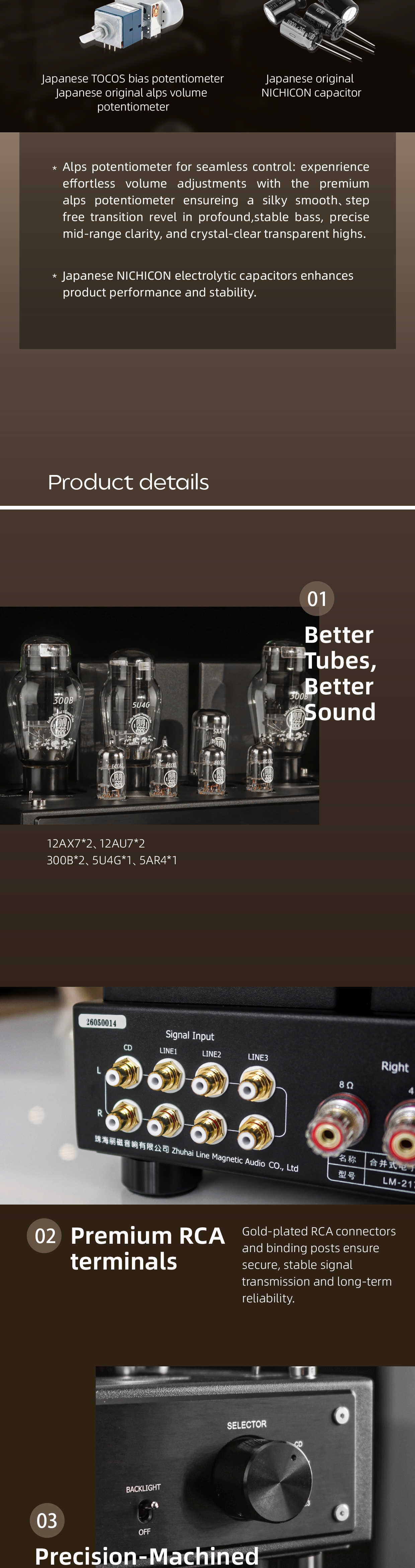 lLine Magnetic LM-217IA Plus 300B Vacuum tube Integrated Amplifier Single Ended Class A tube Amplifer  8W+8W