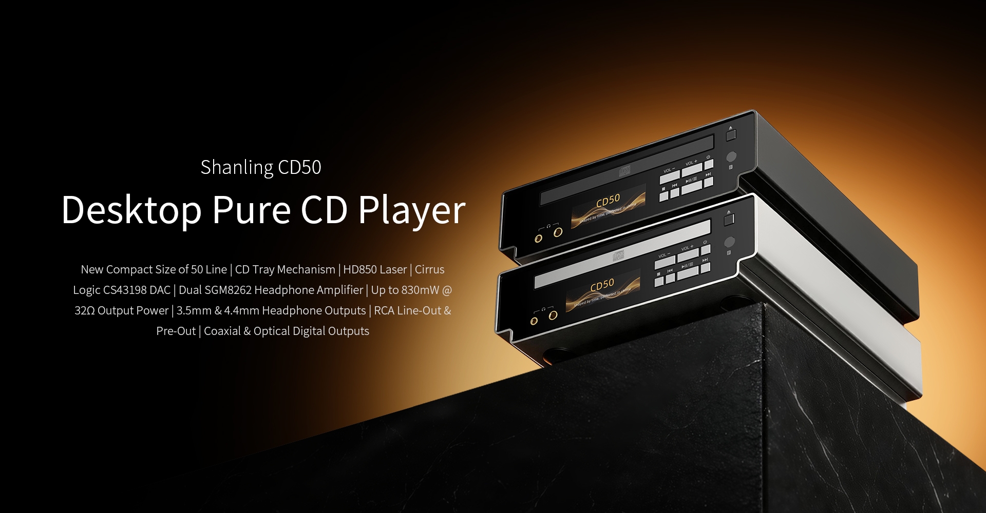 SHANLING CD50 Desktop Pure CD Player Cirrus Logic CS43198 DAC dual SGM8262 Headphone Amplifier SHANLING CD50 Desktop Pure CD Player Cirrus Logic CS43198 DAC dual SGM8262 Headphone Amplifier
