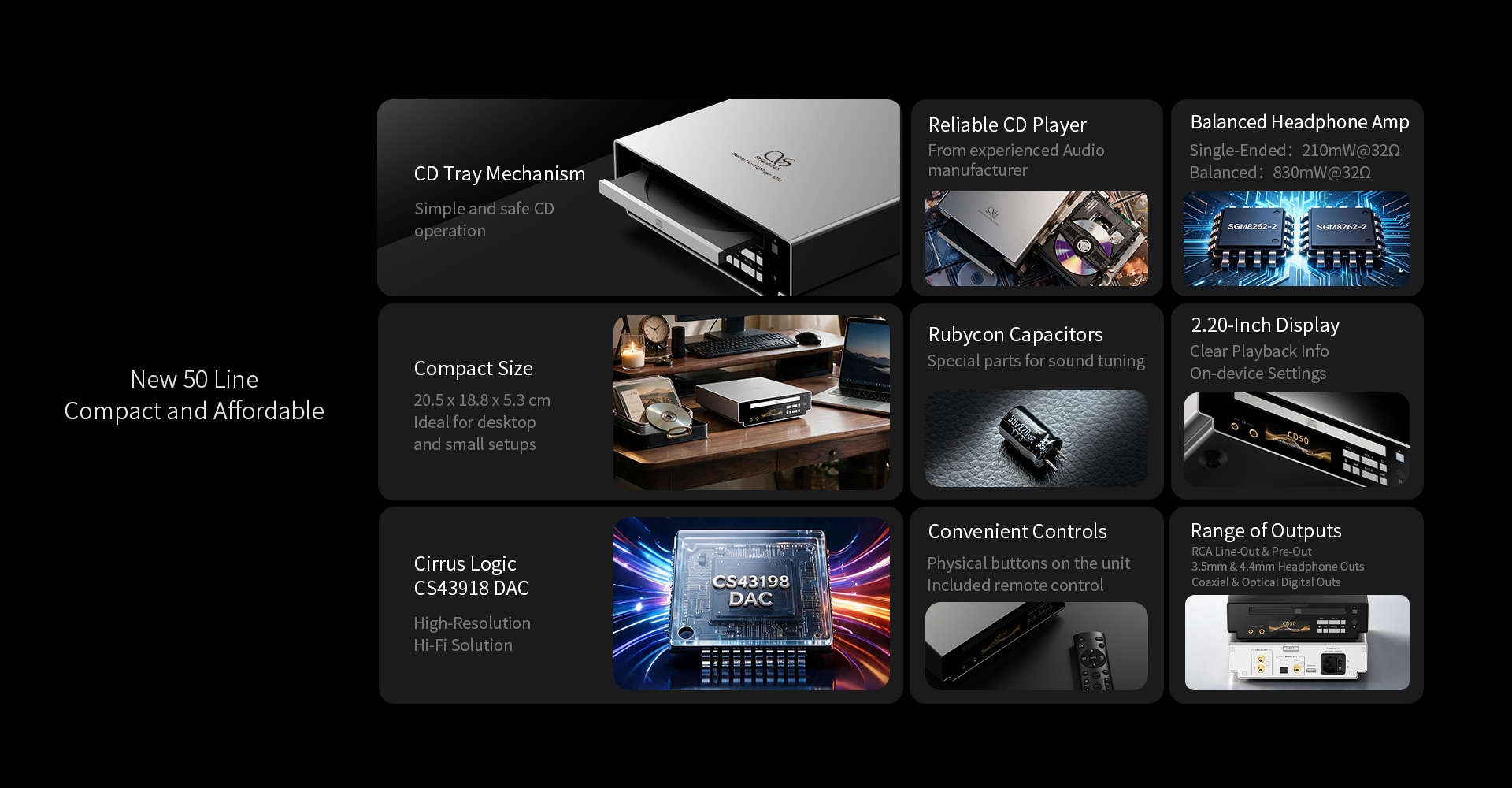 SHANLING CD50 Desktop Pure CD Player Cirrus Logic CS43198 DAC dual SGM8262 Headphone Amplifier SHANLING CD50 Desktop Pure CD Player Cirrus Logic CS43198 DAC dual SGM8262 Headphone Amplifier