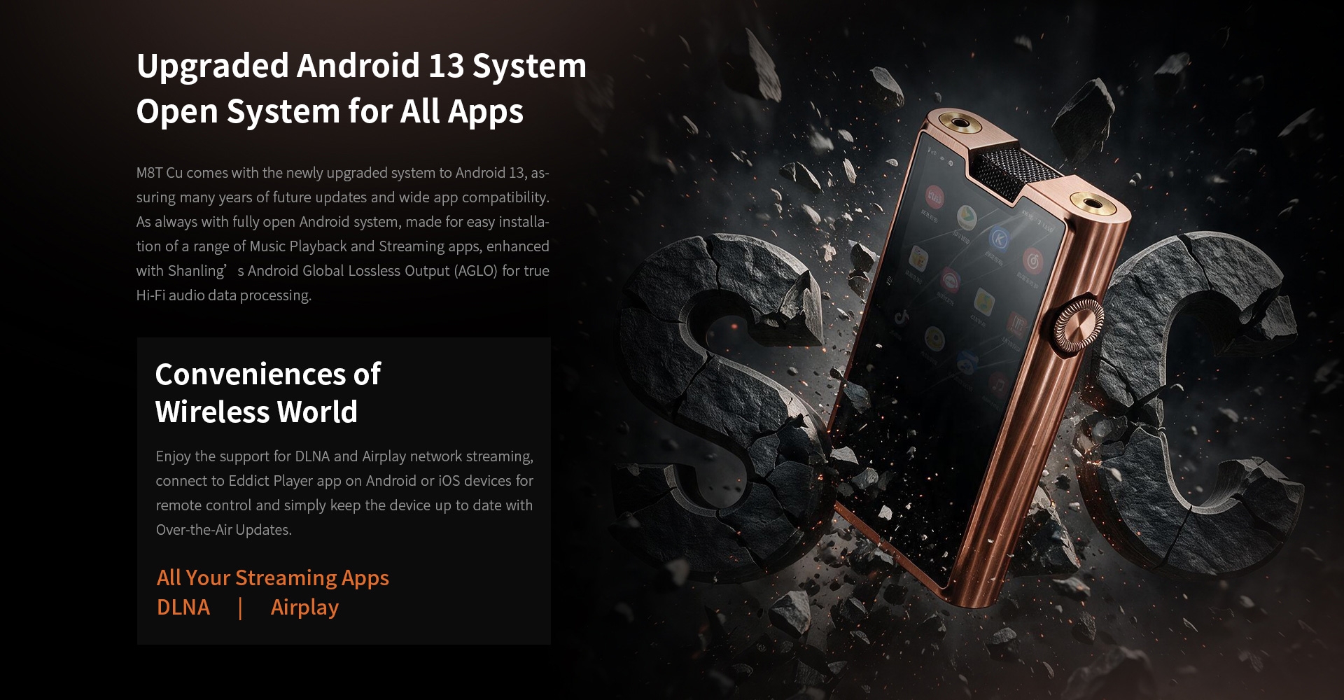 SHANLING M8T Cu CopperVersion Android Portable HIFI Music Player MP3 2*JAN6418 2*AKM 4499EX+2* AK4191 DAC Circuit PCM768 DSD1024 SHANLING M8T Cu CopperVersion Android Portable HIFI Music Player MP3 2*JAN6418 2*AKM 4499EX+2* AK4191 DAC Circuit PCM768 DSD1024