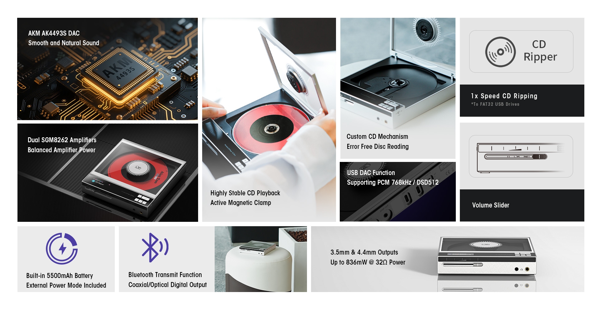 SHANLING EC ZERO AKM RED Version Portable CD Player Featuring AKM DAC AK4493S DAC Dual SGM Amplifier Bluetooth BT5.3 SHANLING EC ZERO AKM RED Version Portable CD Player Featuring AKM DAC AK4493S DAC Dual SGM Amplifier Bluetooth BT5.3