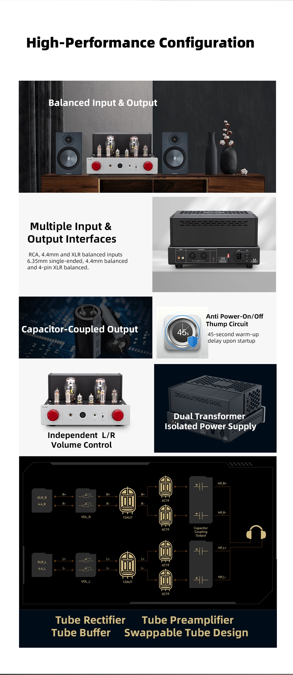 XDUOO TA-68 Balanced Vacuum Tube Desktop Headphone Amplifier XDUOO TA-68 Balanced Vacuum Tube Desktop Headphone Amplifier