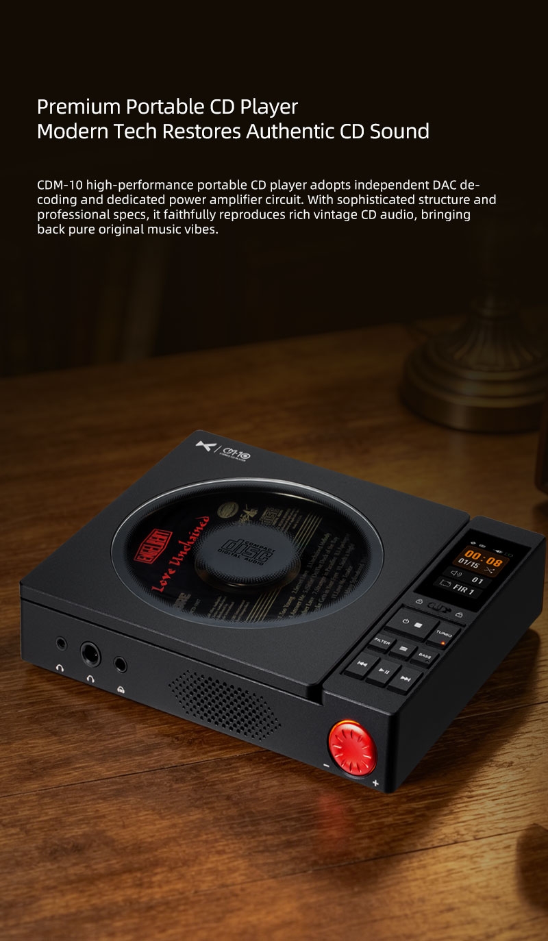 XDUOO CDM-10 Portable Tube CD Player Dual CS43198 DAC Chips 384K DSD256 MQA High Performance Player 2X/4X Digital Upsampling XDUOO CDM-10 Portable Tube CD Player Dual CS43198 DAC Chips 384K DSD256 MQA High Performance Player 2X/4X Digital Upsampling