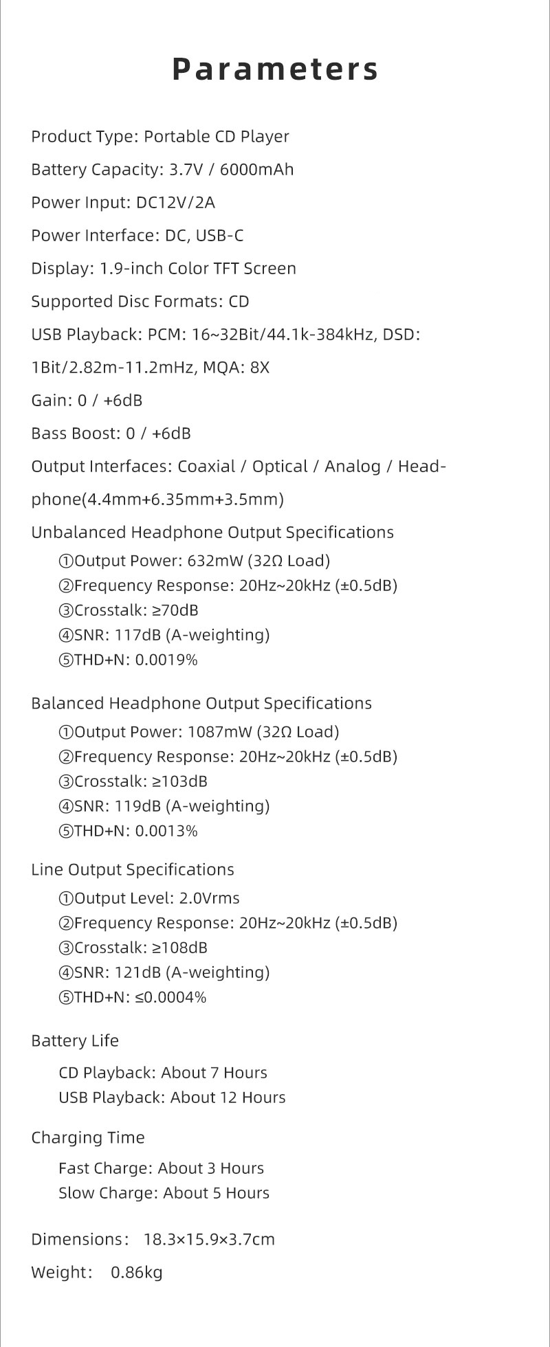 XDUOO CDM-10 Portable Tube CD Player Dual CS43198 DAC Chips 384K DSD256 MQA High Performance Player 2X/4X Digital Upsampling XDUOO CDM-10 Portable Tube CD Player Dual CS43198 DAC Chips 384K DSD256 MQA High Performance Player 2X/4X Digital Upsampling