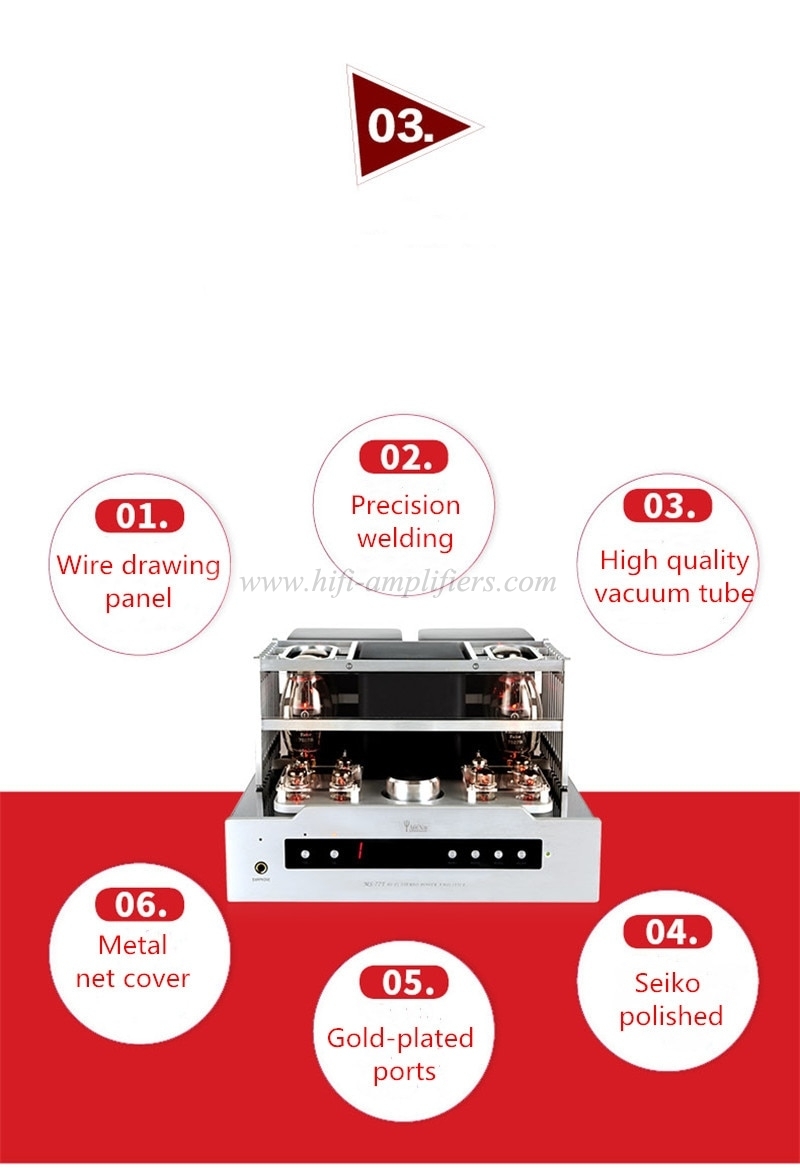 YAQIN MS-77T Hifi 7027B x4 tube Push Pull Power Amplifier With remote control