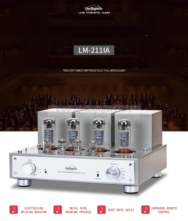 Line Magnetic LM-211IA El34*4 Integrated Tube Amplifier Push-pull Amplifier  32W*2(Ultralinear) 15W*2(Triode)