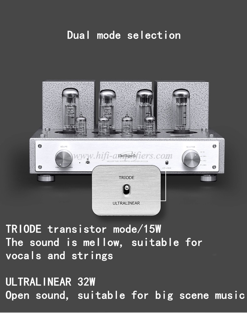 Line Magnetic LM-211IA El34*4 Integrated Tube Amplifier Push-pull Amplifier  32W*2(Ultralinear) 15W*2(Triode)