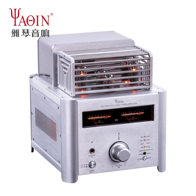 YAQIN MS-6P14 Vacuum Tube HIFI Stereo Power Amplifier Bluetooth Desktop amplifier With Remote - Click Image to Close